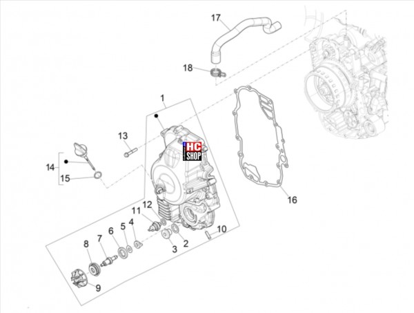 Piaggio Beverly 400 HPE E5 Motor Schwungraddeckel - Ölfilter