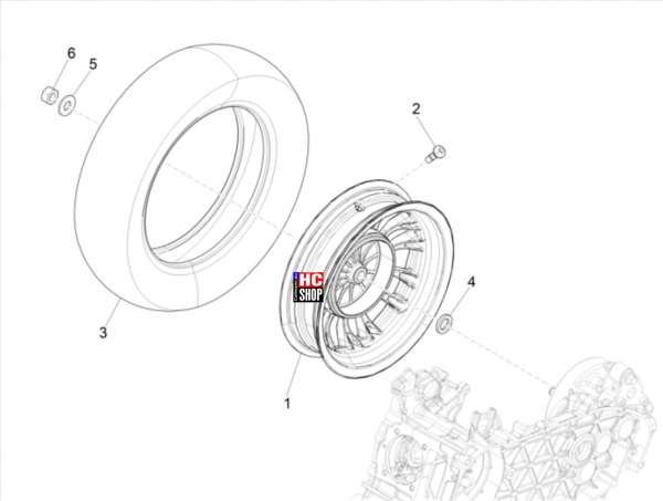Vespa Sprint 125 ABS E5 Radaufhängung Hinterrad