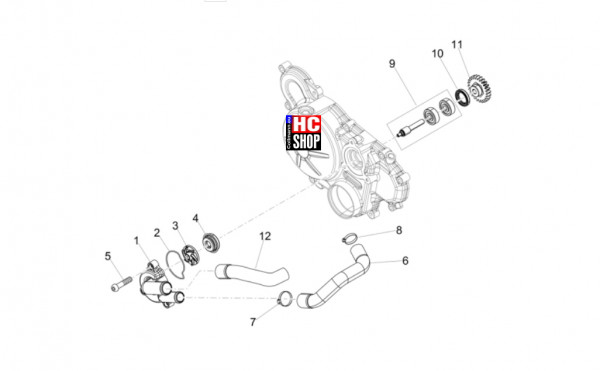 Aprilia RX 125 E5+ - Motor - Wasserpumpe
