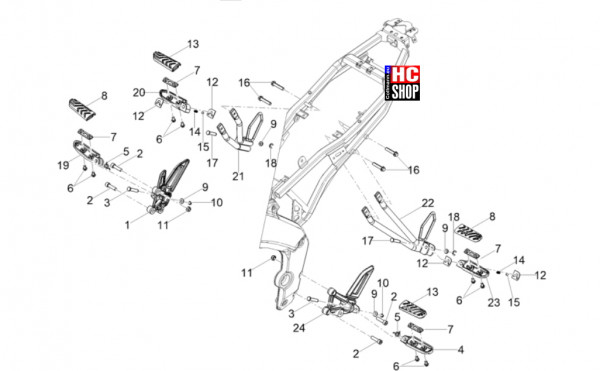 Aprilia Tuono 125 E5+ - Fahrgestell-Karosserie - Fußrasten