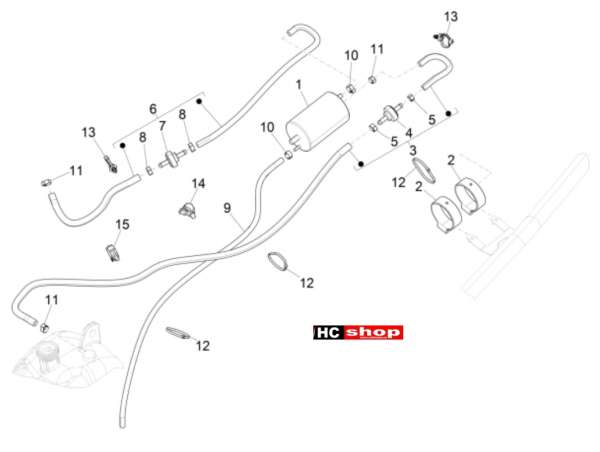 PIAGGIO MP3 300 HPE - 300 HPE SPORT Fahrgestell Karosserien Verdunstungsschutz-Anlage