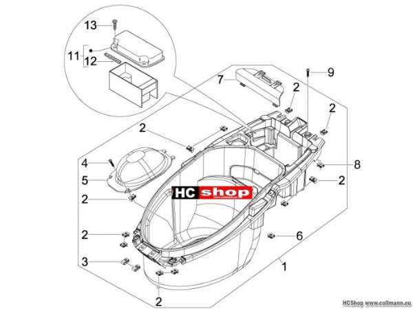 Piaggio Schutzhelmgehäuse - Untersitz nrg power dd