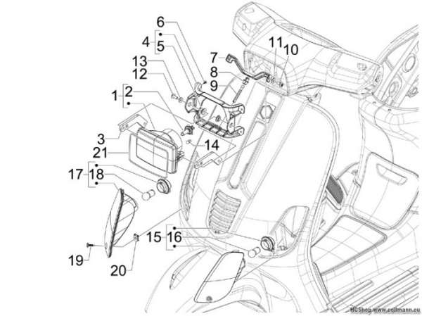 Vespa Vorderleuchten - Blinkleuchten S125 4T