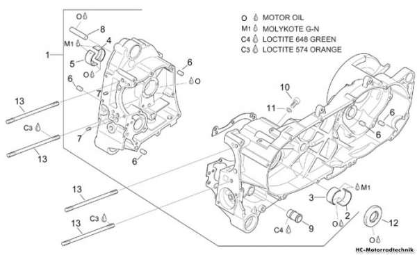Aprilia Kurbelwellengehäuse Leonardo ST 125-150