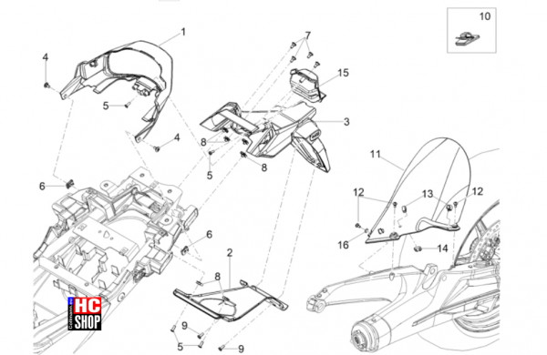 Moto Guzzi V100 Mandello Wind Tunnel E5+ - Aufbau - Hinteres Schutzblech