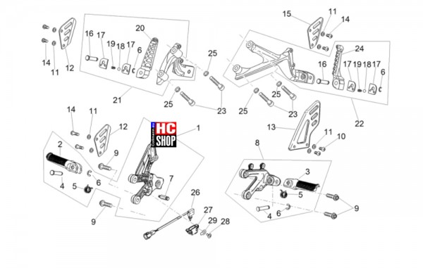 Aprilia RSV4 1100 Factory E5 - Fahrgestell-Karosserie - Fussrasten