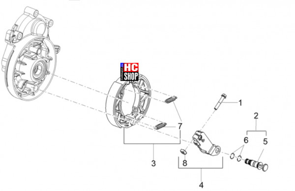 Aprilia SXR 50 E5+ - Motor - Hinterbremse-Bremsbackensatz