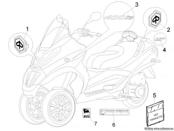 Piaggio Plaketten - Verzierungen MP3 400 LT Touring