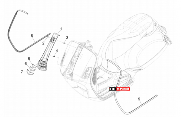 Vespa GTV 300 HPE E4 ABS Fahrgestell Frontschild