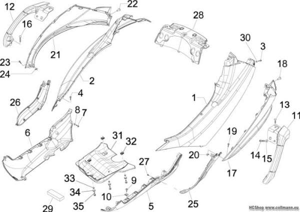Piaggio Seitenabdeckung - Spoiler MP3 125 ie