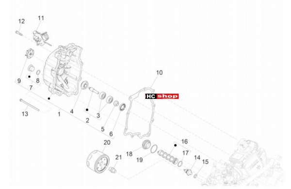 Vespa GTV 300 SEI GIORNI Motor Schwungraddeckel - Ölfilter