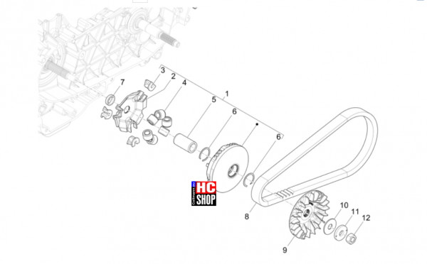 Vespa Primavera 125 TECH E5 - Motor - Antriebsriemenscheibe