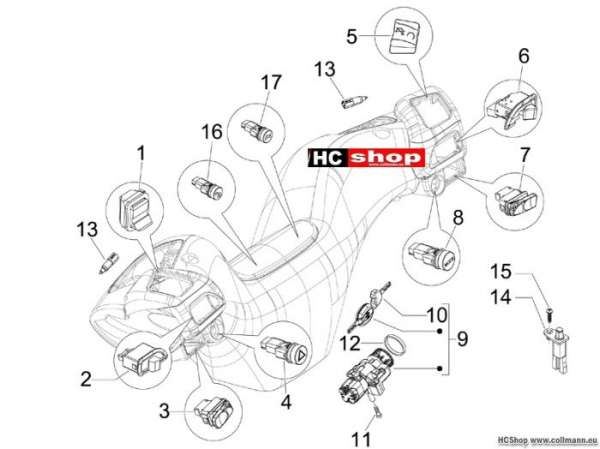Piaggio Wechselschalter - Umschalter MP3 300