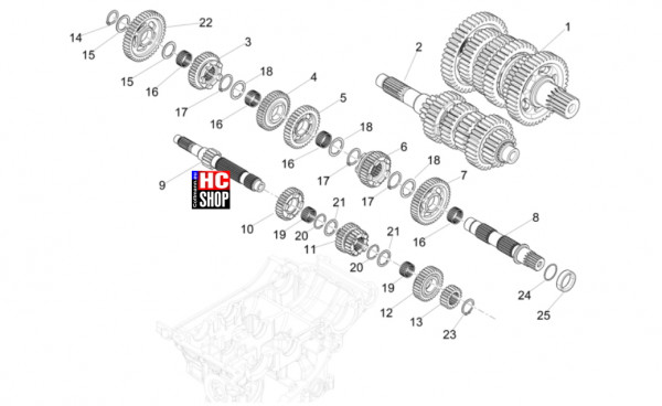 Aprilia RS 457 8V E5 - Motor - Schaltgetriebe-Zahnräder