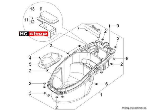 Piaggio Schutzhelmgehäuse - Untersitz NRG 50 DD