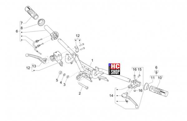 Piaggio Liberty 125 iget E5+ - Lenker-Lenkung - Lenker-Hauptbremszylinder