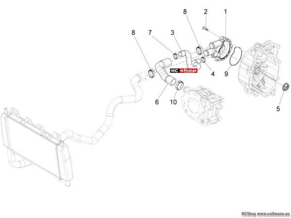 Piaggio Wasserpumpe X10 125 4t 4v i.e. e3
