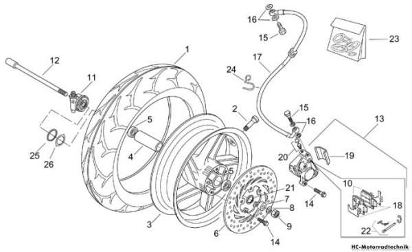 Aprilia Vorderrad Leonardo 125-150