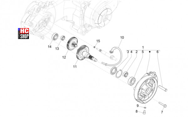 Vespa Primavera 50 TECH E5 - Motor - Einheit Getriebe