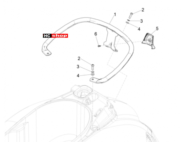 Vespa GTS 300 Super hpe-tech Fahrgestell Hinterer Gepäckträger