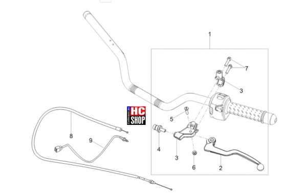 Moto Guzzi V7 Stone Corsa - Lenkstange-Schaltung - Kupplungssteuerung
