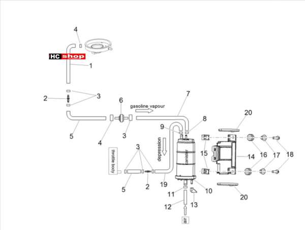 Aprilia Shiver 900 E4 ABS Tank Benzindampfrückführanlage
