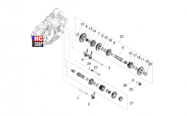 Aprilia Tuono 125 E5+ - Motor - Schaltgetriebe-Zahnräder