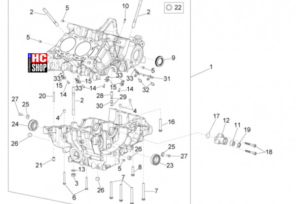 Aprilia RSV4 1100 E5+ - Motor - Gehäuse I