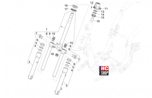 Piaggio Liberty 125 iget E5+ - Radaufhängungen - Gabel-Lenkerleitung-Steuersatz