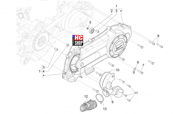 Vespa Primavera 50 TECH E5 - Motor - Kurbelwellendeckel-Kühlung Kurbelgehäuse