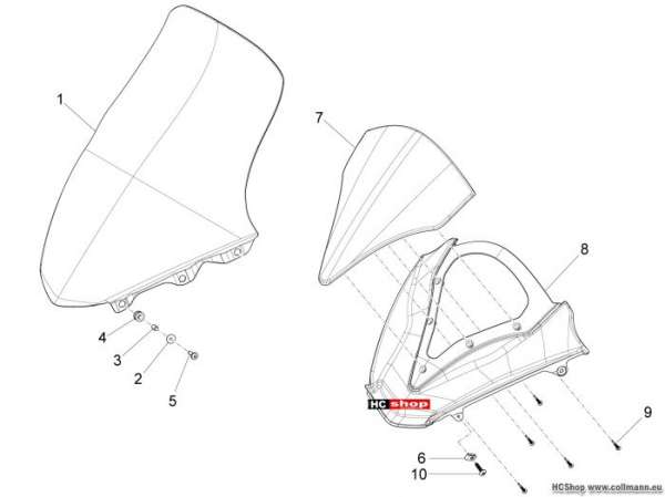 Piaggio Windschutzscheibe - Scheiben X10 500