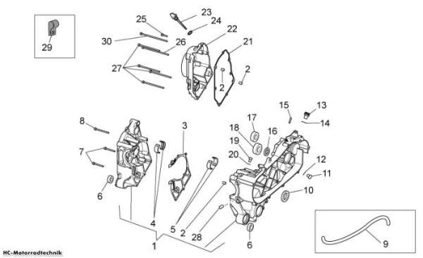 Aprilia Kurbelwellengehäuse Scarabeo Light Carb. 125/200