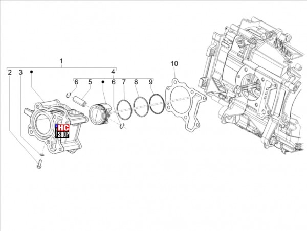 Aprilia SR GT 200 Motor Zylinder - Kolben