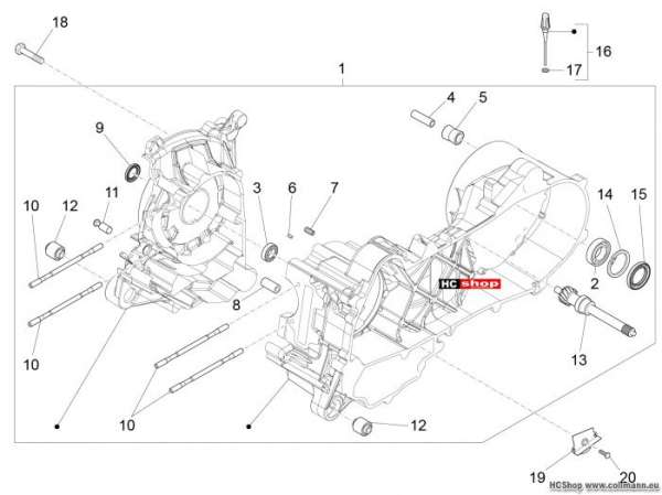 Piaggio Kurbelwellengehäuse Fly 50 4t 4v