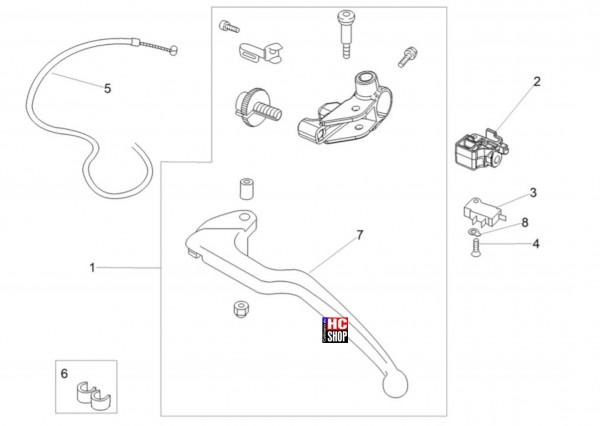 Aprilia Tuono V4 Factory 1100 E5 - Lenkstange-Schaltungen - Kupplungssteuerung