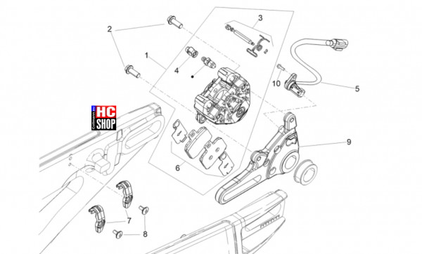 Aprilia Tuono V4 Factory 1100 E5 SE 09 SBK - Bremsanlage - Hinterradbremszange