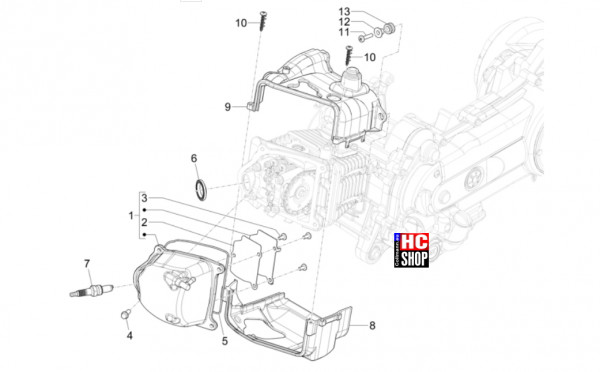 Vespa Primavera 50 TECH E5 - Motor - Zylinderkopfabdeckung