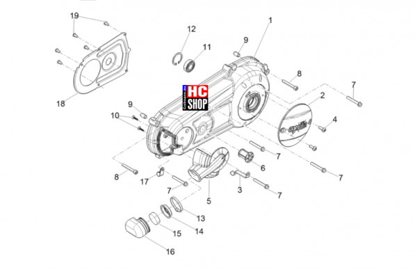 Aprilia SXR 50 E5+ - Motor - Kurbelwellendeckel-Kühlung Kurbelgehäuse