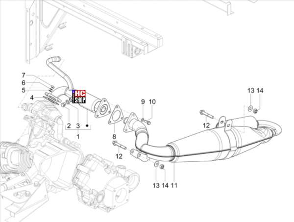 Piaggio Ape 50 2T E4 Motor Auspufftopf