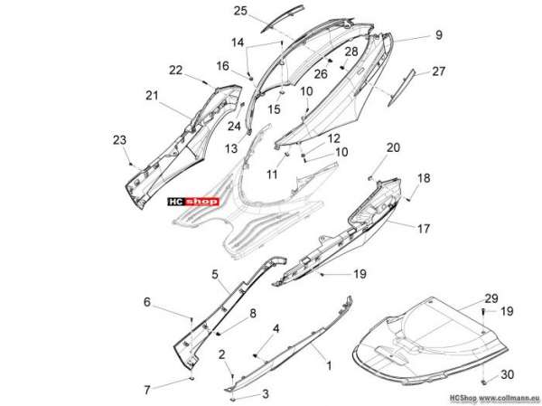Piaggio Fly 50 4T Seitenabdeckung - Spoiler