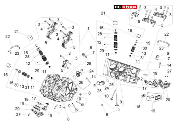 Aprilia RSV 4 1000 RR E4 ABS Motor Zylinderkopf - Ventile