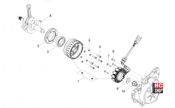 Aprilia Tuono 125 E5+ - Motor - Schwungmagnetstarter-Zündung