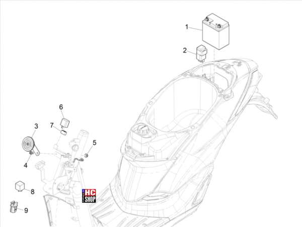 Piaggio Liberty 50 IGET E5 Elektrische Anlage Fernschalter - Batterie - Hupe