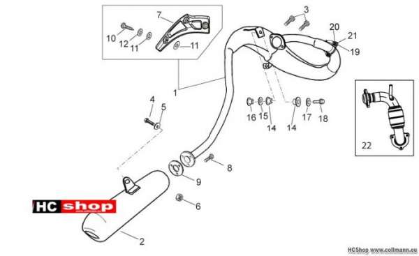 Derbi Senda 50 Supermoto Auspuffrohr
