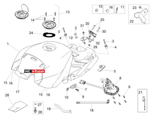 Aprilia RSV 4 1000 RR E4 ABS Kraftstofftank