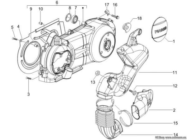 Piaggio Kurbelwelledeckel - Kühlung X9 125 Evolution