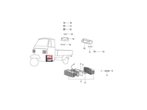 Piaggio Ape Classic 400 E4 VAN Elektrische Anlage Hinterleuchten - Blinkleuchten