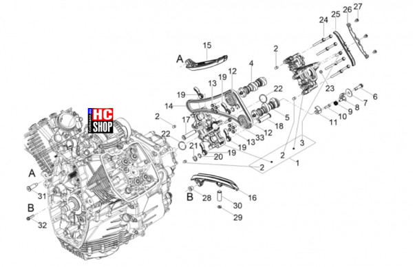 Moto Guzzi V100 Mandello Wind Tunnel E5+ - Motor - Links Zylindersteuer I