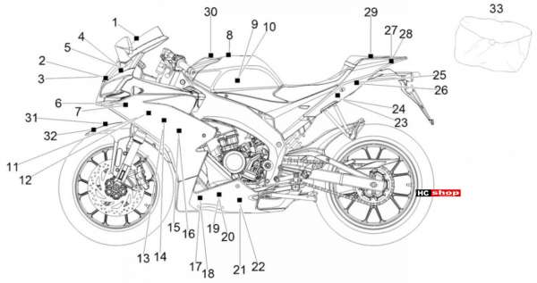 Aprilia RS 125 Replica 4T E4 ABS Aufbau Deko