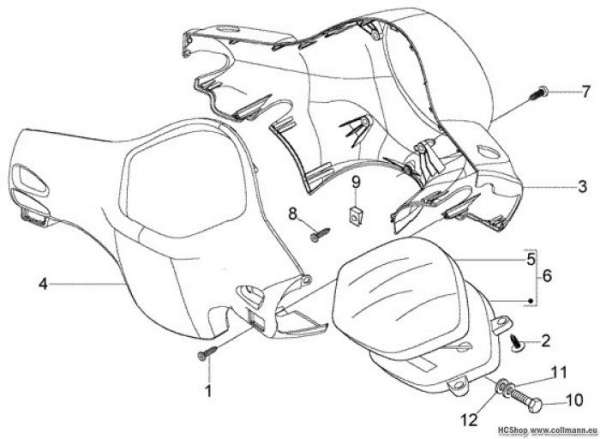 Vespa Lenkerverkleidung + Instrumente LX 50 4T